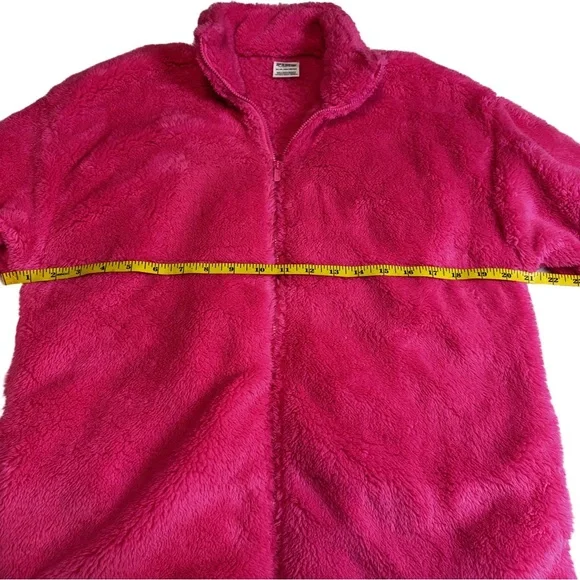 PINK Victoria's Secret Fuzzy Fleece Jacket Size XS Hot Pink Fleece Zip Up NWOT - Picture 7 of 11